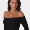 107654_black-tan_4_de568cba-6206-472c-93c2-fa1be21d3d00 Off Shoulder Stripe Dress